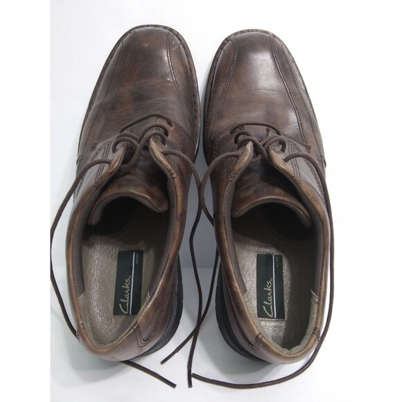 Clarks Men's Size 10.5 Booker Brown Antique Leather Distressed Oxfords Lace Up - Picture 8 of 11